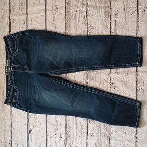 Copper Flash Blue Dark Wash Embellished Embroidered Jeans 16 W